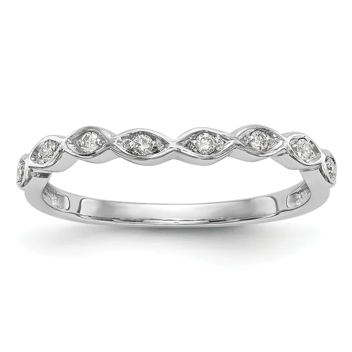 Goldia 008ct CZ Solid Real 14K White Gold Wedding Band Ring Rings