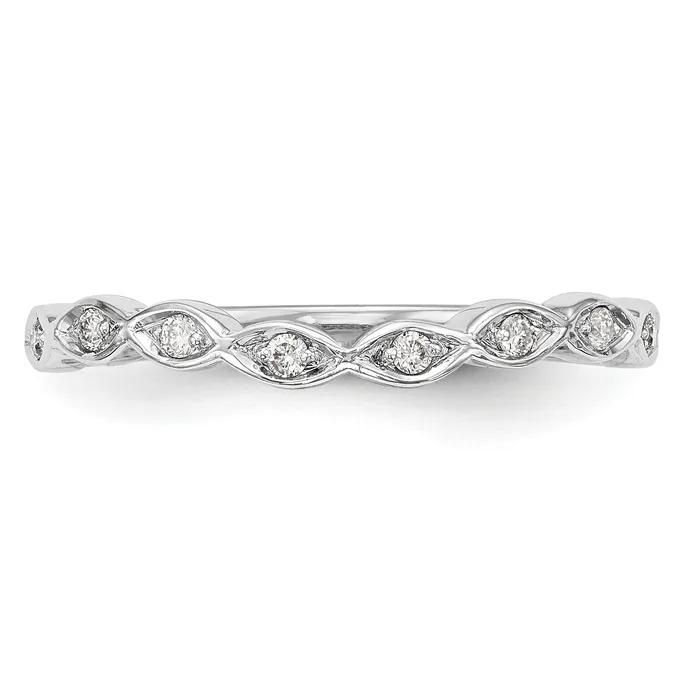 Goldia 008ct CZ Solid Real 14K White Gold Wedding Band Ring Rings