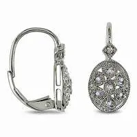Goldia 013 CT TW Diamond Filigree Leverback Earrings in Sterling Silver Earrings Goldia 013 CT TW Diamond Filigree Leverback Earrings in Sterling Silver Earrings
