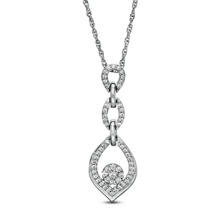 Goldia 02 CT TW Composite Natural Diamond Triple Flame Pendant in Sterling Silver Necklaces Goldia 02 CT TW Composite Natural Diamond Triple Flame Pendant in Sterling Silver Necklaces