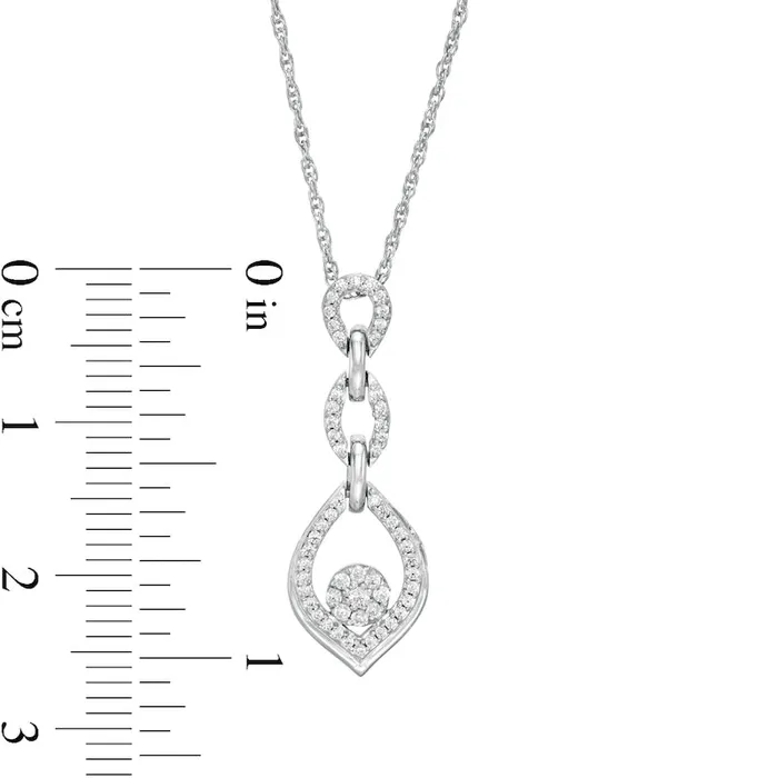 Goldia 02 CT TW Composite Natural Diamond Triple Flame Pendant in Sterling Silver Necklaces Goldia 02 CT TW Composite Natural Diamond Triple Flame Pendant in Sterling Silver Necklaces