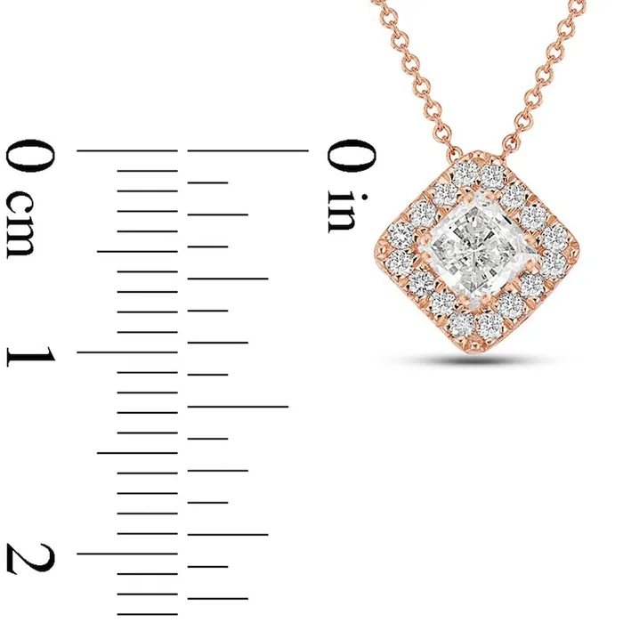 Goldia 05 CT TW PrincessCut Natural Diamond Tilted Frame Pendant in 10K Rose Gold Necklaces Goldia 05 CT TW PrincessCut Natural Diamond Tilted Frame Pendant in 10K Rose Gold Necklaces