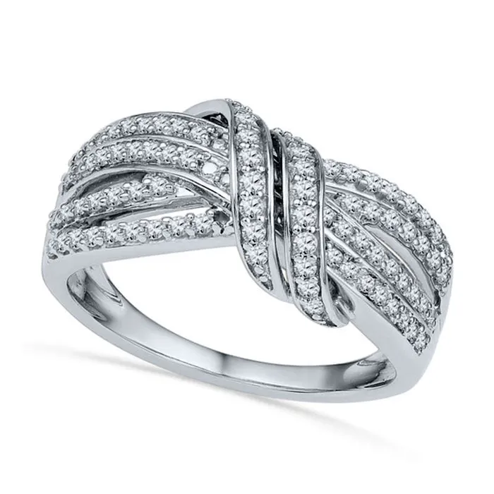 Goldia 050 CT TW Natural Diamond Loose Knot Ring in Sterling Silver Rings