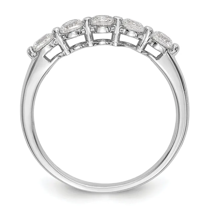 Goldia 075ct CZ Solid Real 14K White Gold 5Stone Wedding Band Ring Rings