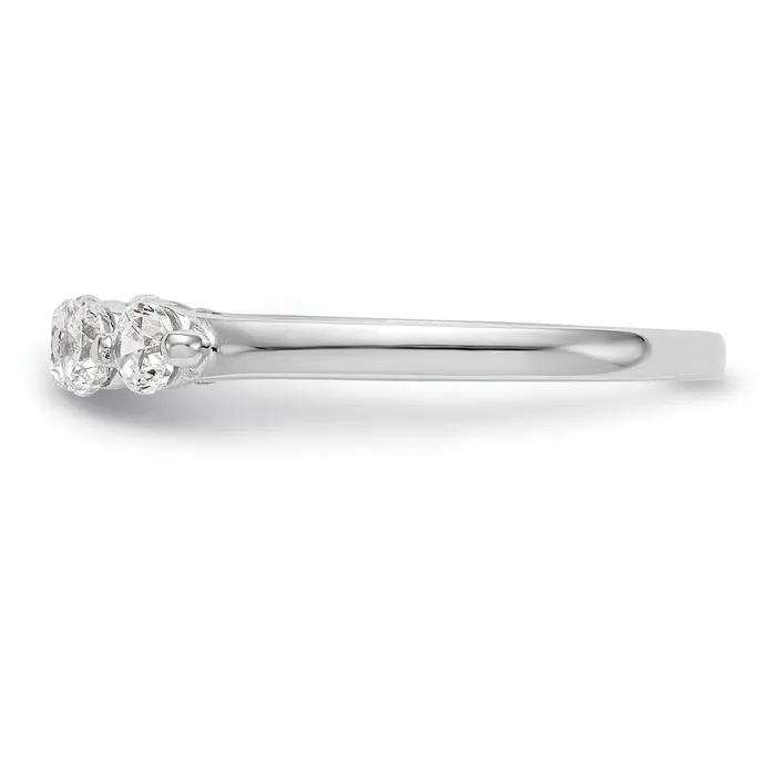 Goldia 075ct CZ Solid Real 14K White Gold 5Stone Wedding Band Ring Rings