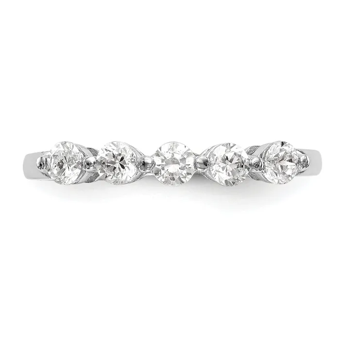 Goldia 075ct CZ Solid Real 14K White Gold 5Stone Wedding Band Ring Rings