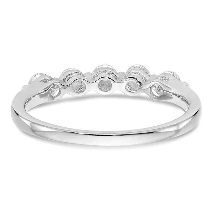 Goldia 075ct CZ Solid Real 14K White Gold 5Stone Wedding Band Ring Rings