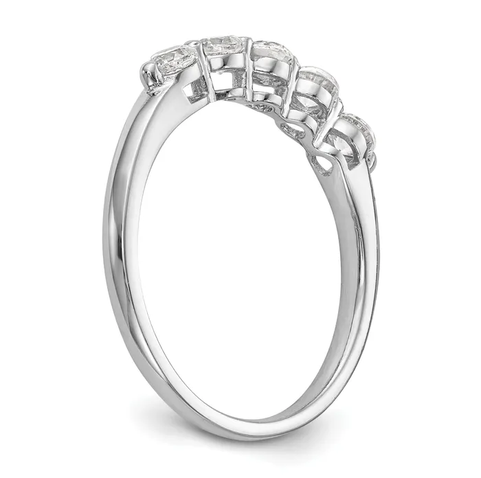 Goldia 075ct CZ Solid Real 14K White Gold 5Stone Wedding Band Ring Rings