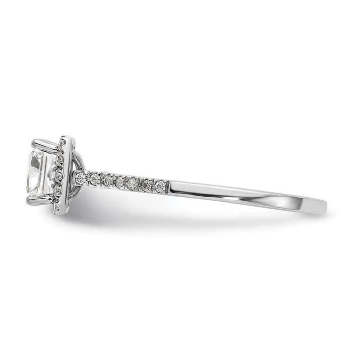 Goldia 075ct CZ Solid Real 14K White Gold Princess Halo Engagement Ring Rings