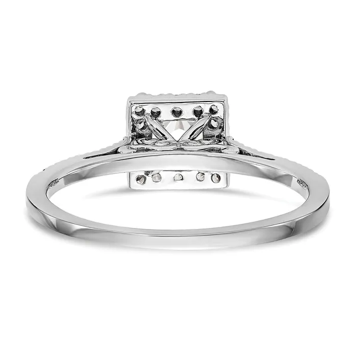 Goldia 075ct CZ Solid Real 14K White Gold Princess Halo Engagement Ring Rings