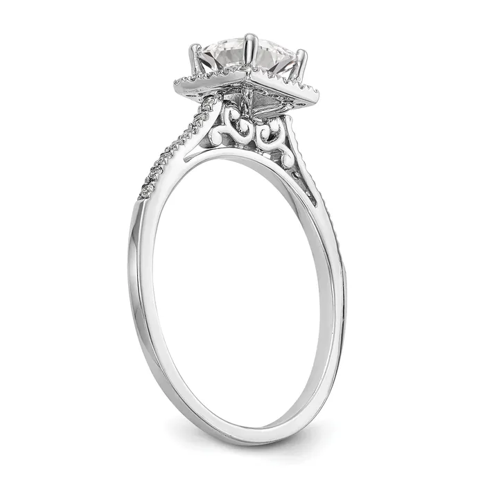 Goldia 075ct CZ Solid Real 14K White Gold Princess Halo Engagement Ring Rings