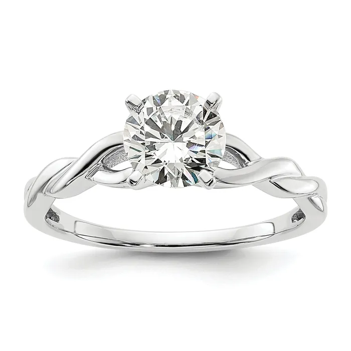 Goldia 075ct CZ Solid Real 14k White Gold Solitaire Engagement Ring Rings
