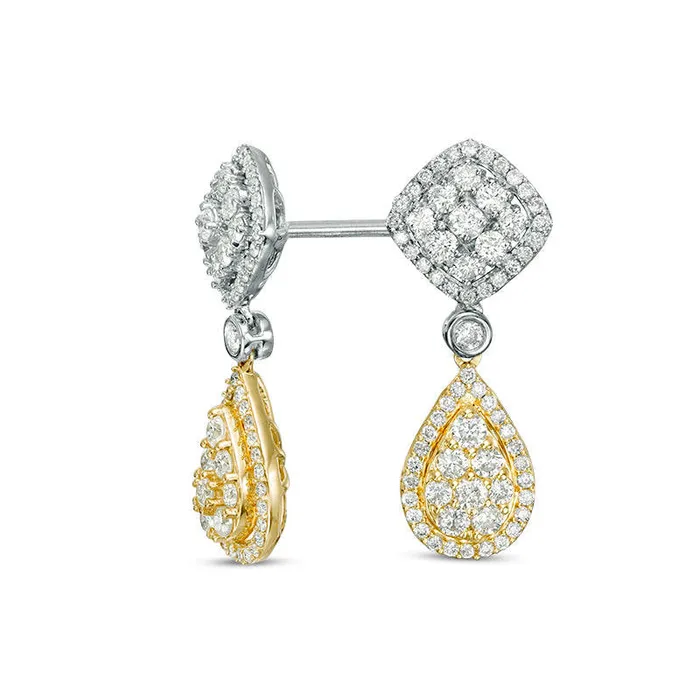 Goldia 088 CT TW Composite Diamond Frame Drop Earrings in 14K TwoTone Gold Earrings Goldia 088 CT TW Composite Diamond Frame Drop Earrings in 14K TwoTone Gold Earrings