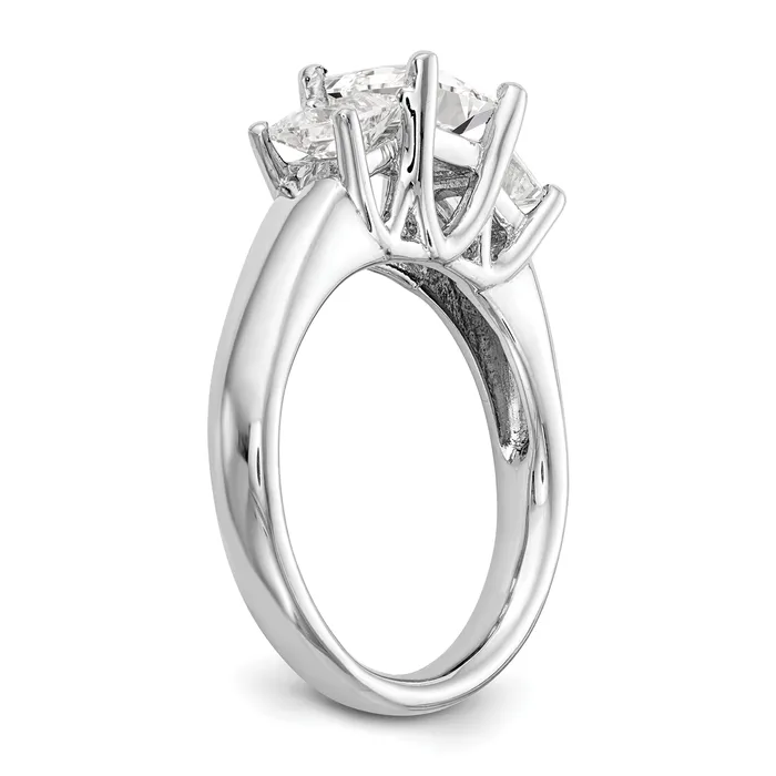 Goldia 100ct CZ Solid Real 14K White Gold 3Stone Engagement Ring Rings