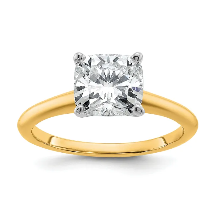 Goldia 14k Twotone 2 Ct Lab Grown Diamond VSSI G Cushion Solitare Engagement Ring Rings