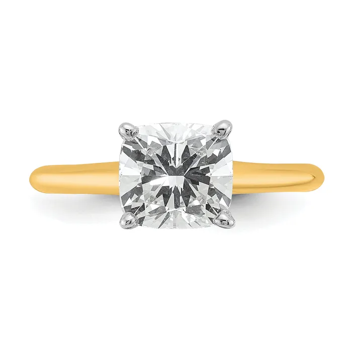 Goldia 14k Twotone 2 Ct Lab Grown Diamond VSSI G Cushion Solitare Engagement Ring Rings