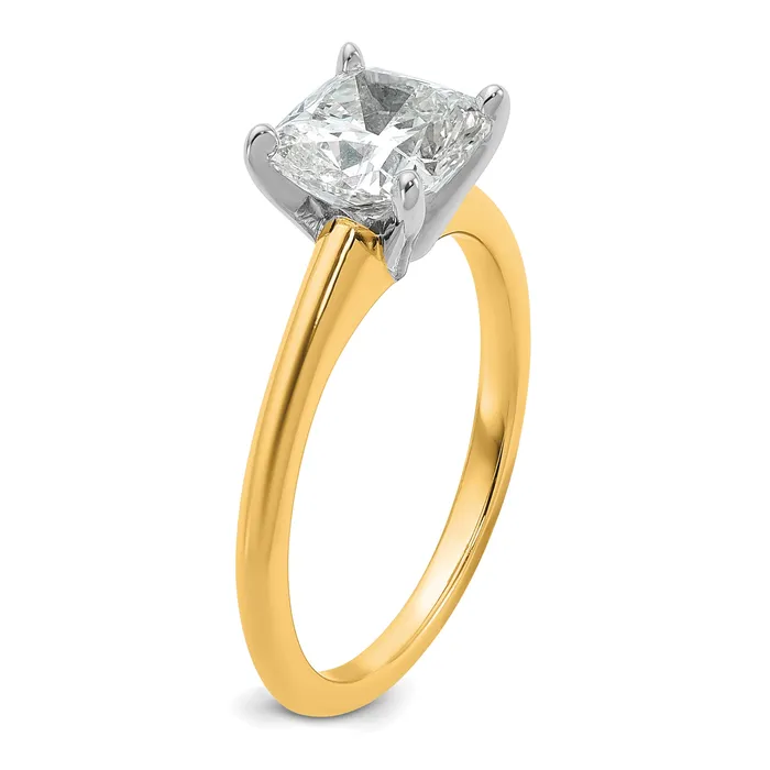 Goldia 14k Twotone 2 Ct Lab Grown Diamond VSSI G Cushion Solitare Engagement Ring Rings