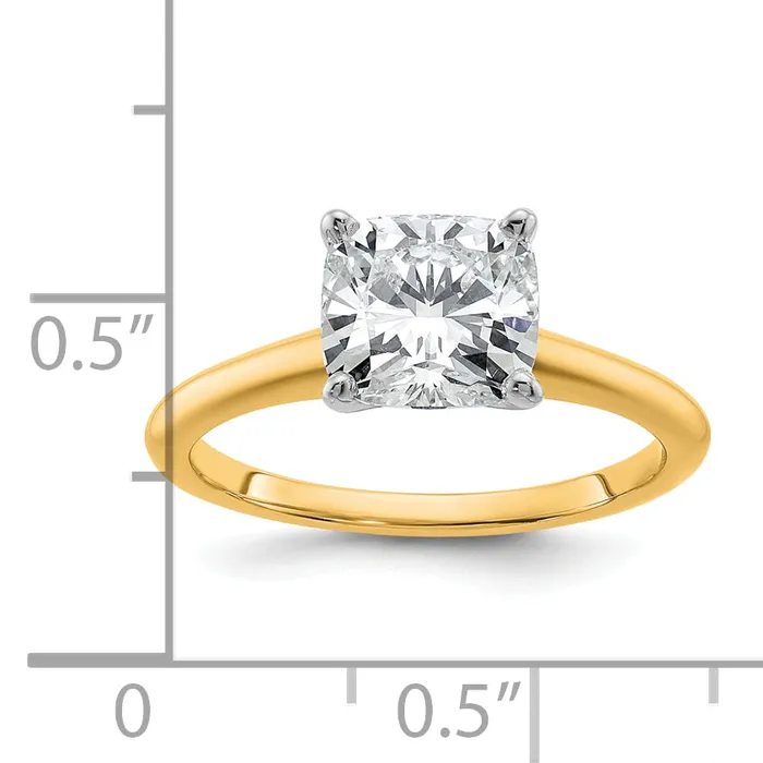 Goldia 14k Twotone 2 Ct Lab Grown Diamond VSSI G Cushion Solitare Engagement Ring Rings