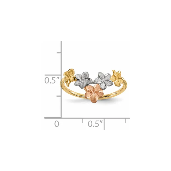 Goldia 14k TwoTone Gold White Rhodium PolishedSatin Flowers Vshaped Ring Rings