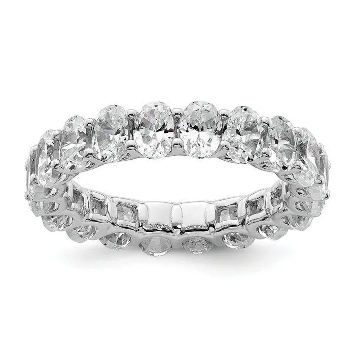 Goldia 14k White Gold 14KW Oval Lab Grown Diamond VSSI G Eternity Band Ring Rings