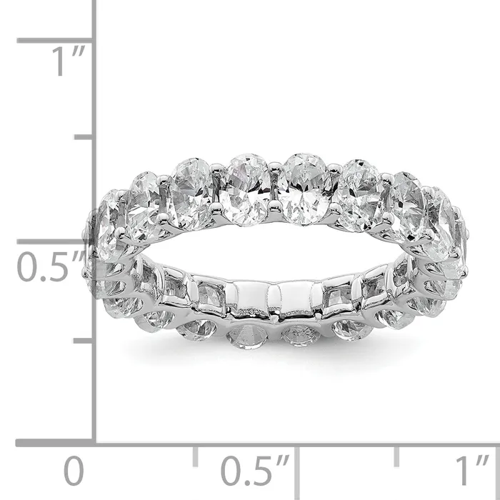Goldia 14k White Gold 14KW Oval Lab Grown Diamond VSSI G Eternity Band Ring Rings