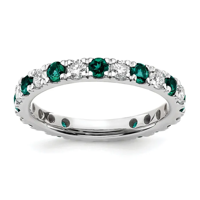 Goldia 14k White Gold 34 Ct Lab Grown Diamond VSSI G and Lab Created Alexandrite Eternity Band Ring Rings