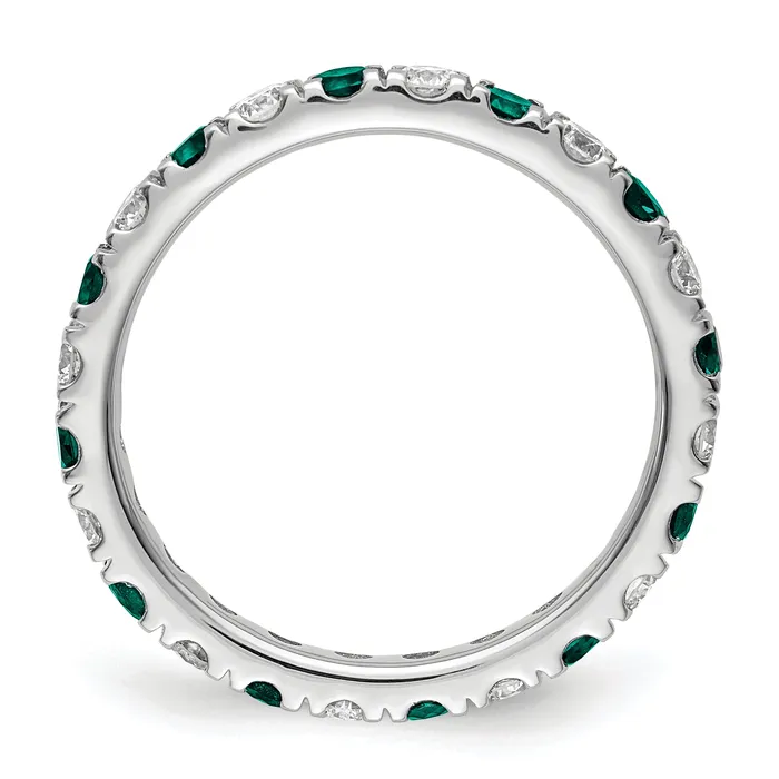 Goldia 14k White Gold 34 Ct Lab Grown Diamond VSSI G and Lab Created Alexandrite Eternity Band Ring Rings
