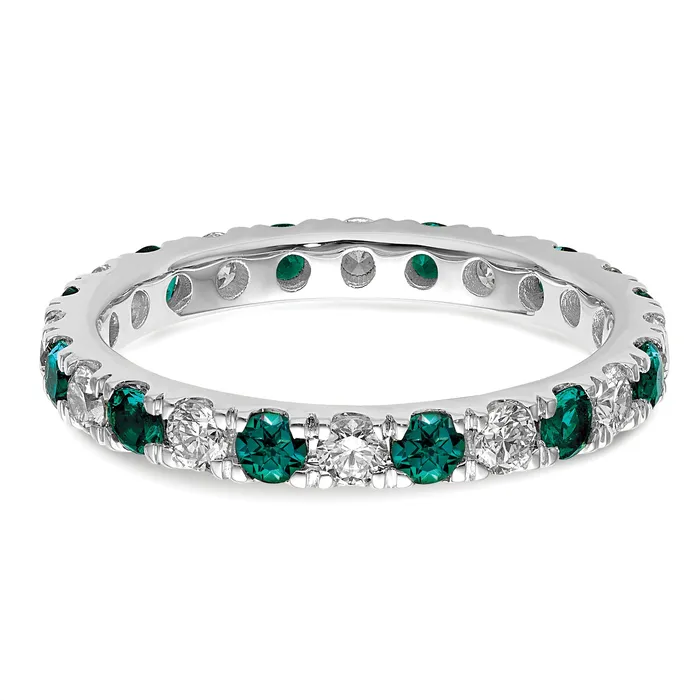 Goldia 14k White Gold 34 Ct Lab Grown Diamond VSSI G and Lab Created Alexandrite Eternity Band Ring Rings
