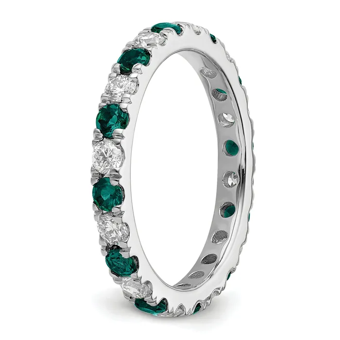 Goldia 14k White Gold 34 Ct Lab Grown Diamond VSSI G and Lab Created Alexandrite Eternity Band Ring Rings