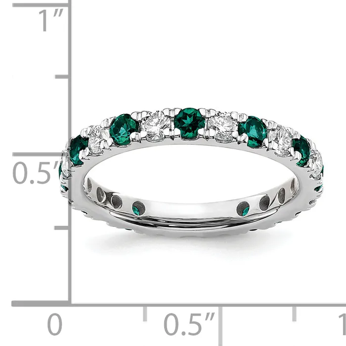 Goldia 14k White Gold 34 Ct Lab Grown Diamond VSSI G and Lab Created Alexandrite Eternity Band Ring Rings