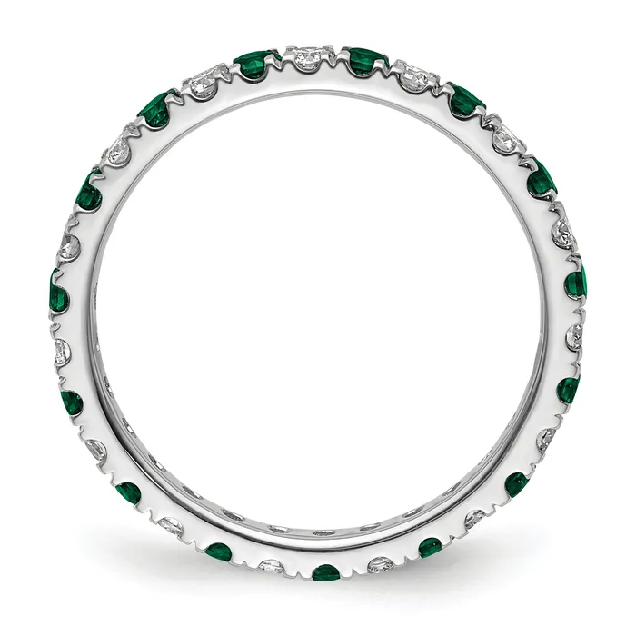 Goldia 14k White Gold 38 Ct Lab Grown Diamond VSSI G and Lab Created Emerald Eternity Band Ring Rings