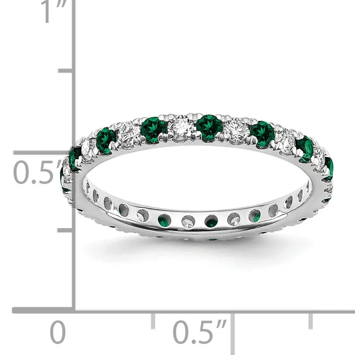 Goldia 14k White Gold 38 Ct Lab Grown Diamond VSSI G and Lab Created Emerald Eternity Band Ring Rings