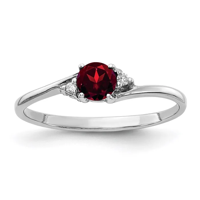 Goldia 14k White Gold 4mm Garnet A Real Diamond ring Rings