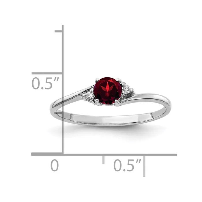 Goldia 14k White Gold 4mm Garnet A Real Diamond ring Rings