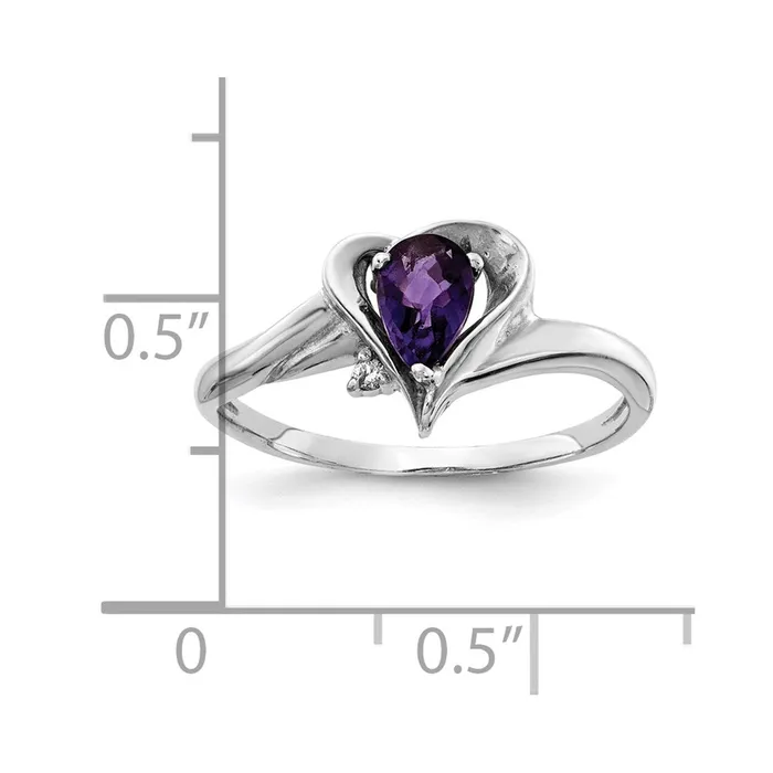 Goldia 14k White Gold 6x4mm Pear Amethyst Checker A Real Diamond ring Rings