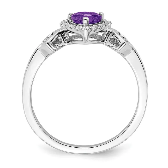 Goldia 14k White Gold Amethyst and Real Diamond Heart Ring Rings