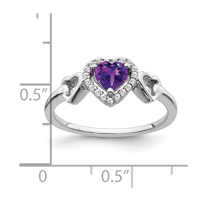 Goldia 14k White Gold Amethyst and Real Diamond Heart Ring Rings