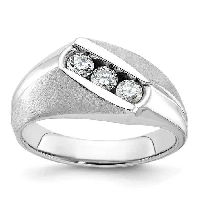 Goldia 14k White Gold Mens Polished and Satin Diamond Ring Mounting Rings