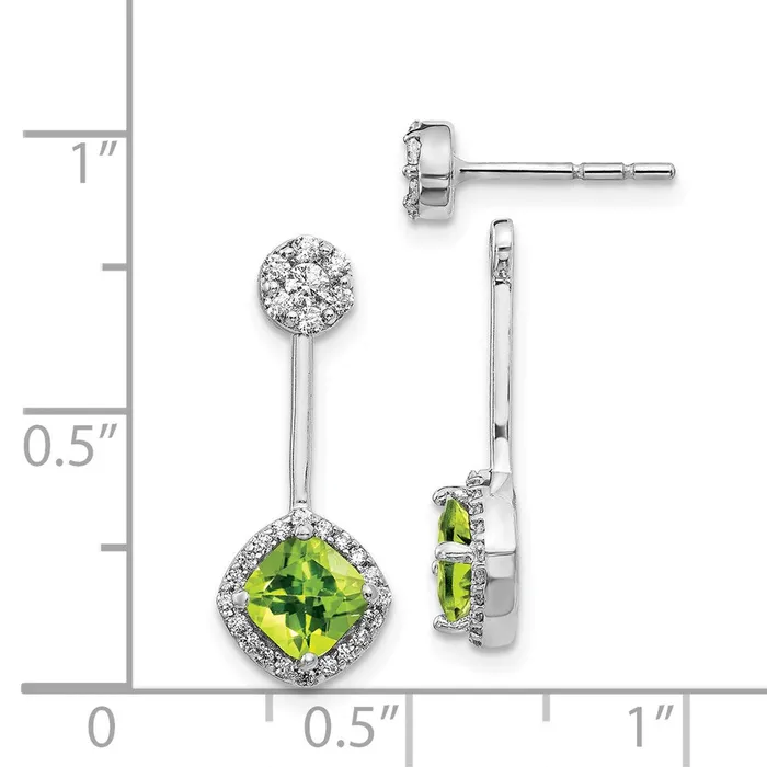 Goldia 14k White Gold Real Diamond Peridot Earrings Earrings