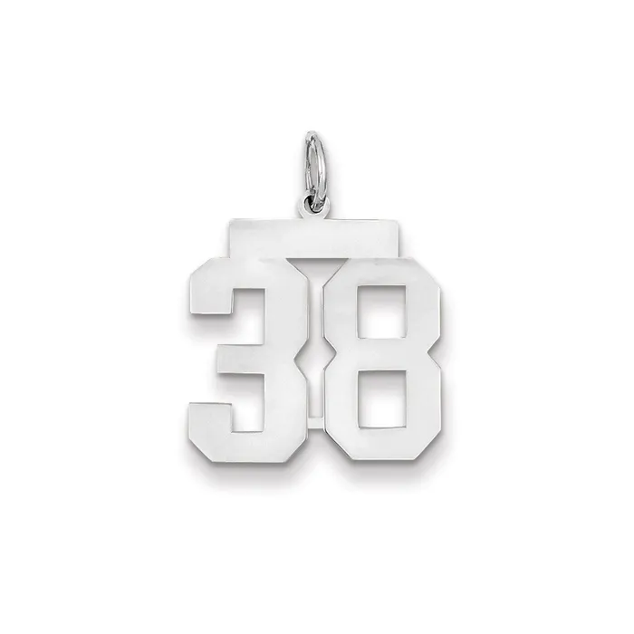 Goldia 14k White Gold WG Medium Polished Number 38 Charm Charm Necklaces