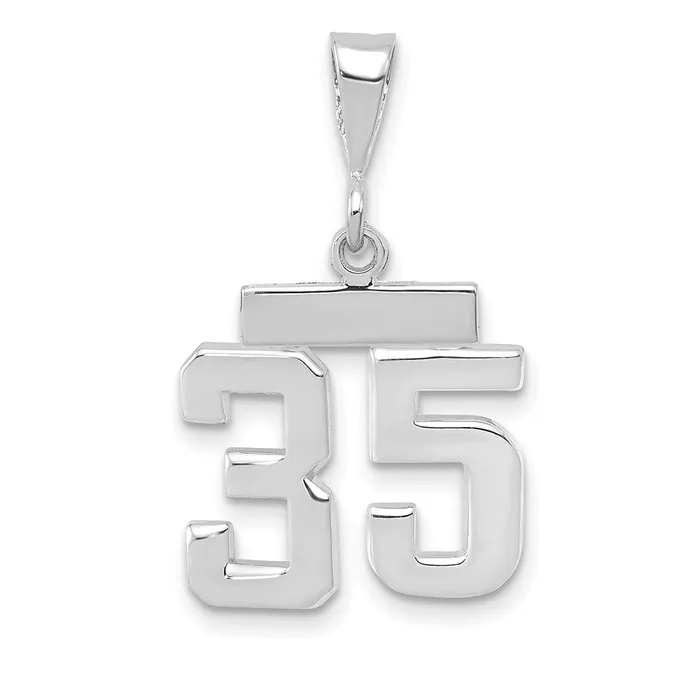 Goldia 14k White Goldw Small Polished Number 35 Charm Charm Necklaces