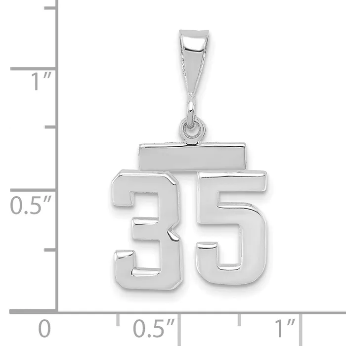 Goldia 14k White Goldw Small Polished Number 35 Charm Charm Necklaces