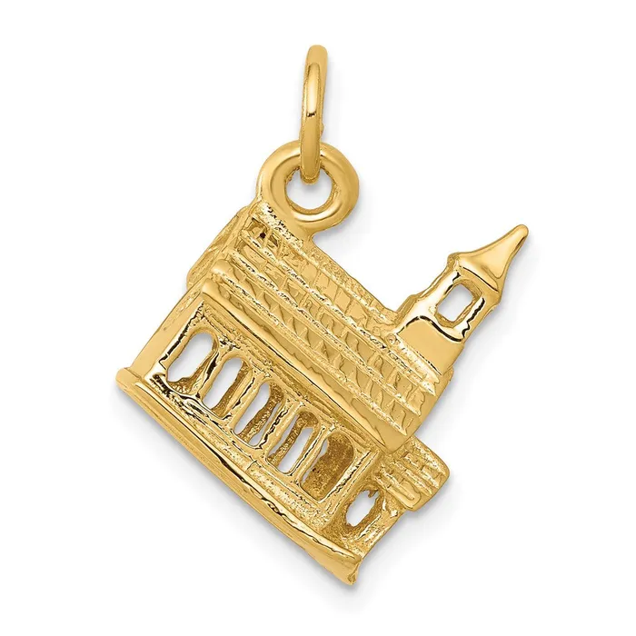 Goldia 14k Yellow Gold 3D Church Charm Charm Necklaces