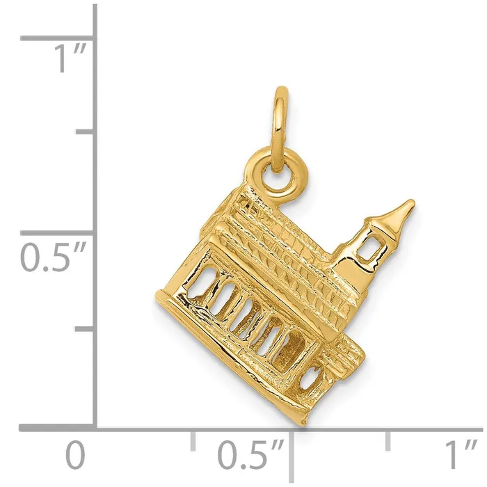 Goldia 14k Yellow Gold 3D Church Charm Charm Necklaces