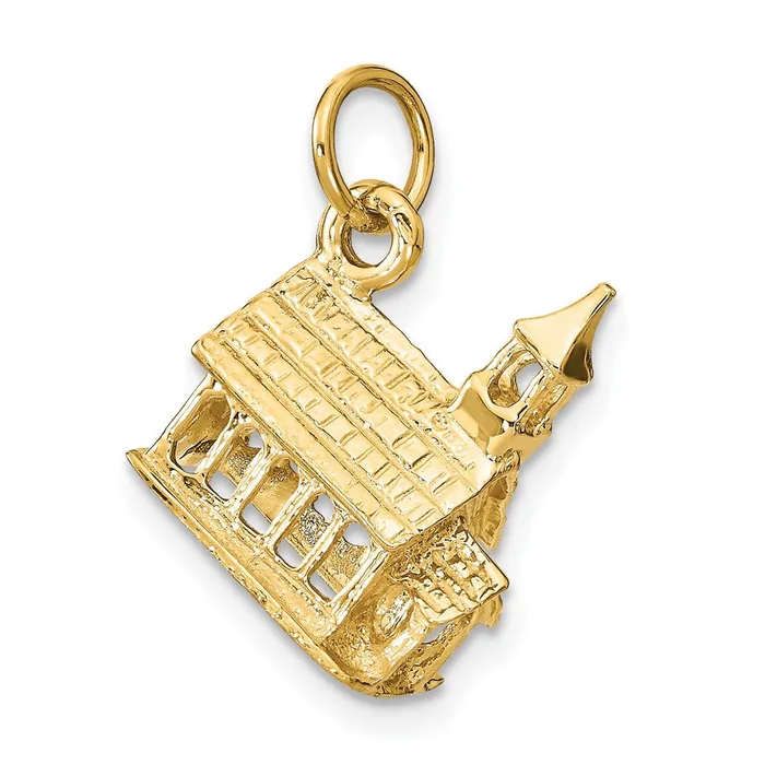 Goldia 14k Yellow Gold 3D Church Charm Charm Necklaces