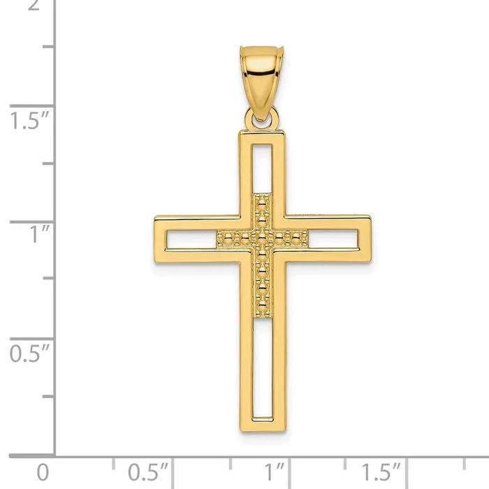 Goldia 14k Yellow Gold Beaded u0026 Polished Double Cross Pendant Necklaces