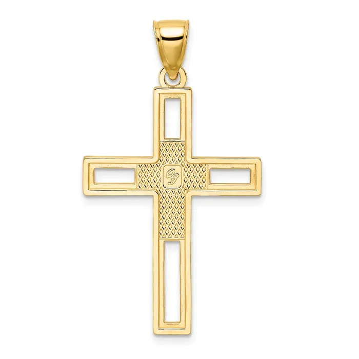 Goldia 14k Yellow Gold Beaded u0026 Polished Double Cross Pendant Necklaces