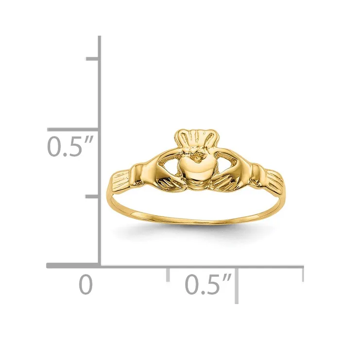 Goldia 14K Yellow Gold Childs Polished Claddagh Ring Rings