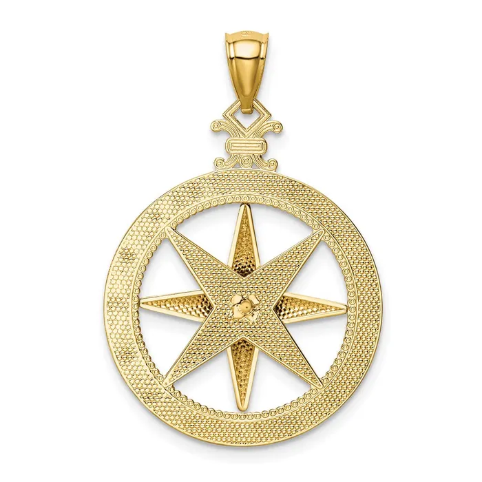 Goldia 14k Yellow Gold DiamondCut Polished and Satin Compass Pendant Necklaces