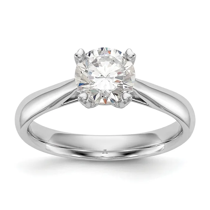 Goldia 200ct CZ Solid Real 14k White Gold Round Solitaire Engagement Ring Engagement Polished Rings
